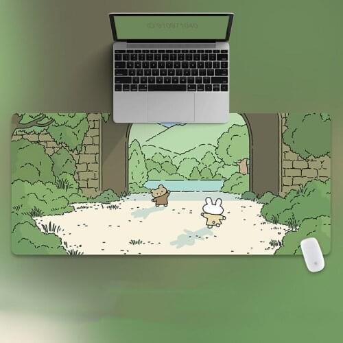 90x40cm 35.43x15.74 Inch Super Large Size Cute High Definition Cartoon Rabbit Pattern Table Mat Non-slip Mouse Pad