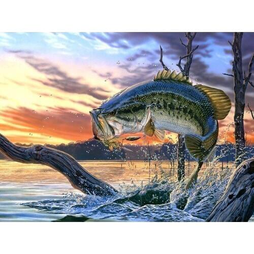 New Diamond Mosaic DIY handmade Diamond painting cross stitch fishing Full Square Diamond embroidery Icon Decor Painting FZ668