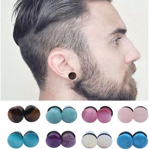 New Fashion Nature Stone Ear Plugs Tunnel Piercings Plugs Earring Gauges Ear Expanders Stretcher Plug Ear Body Jewelry 4-16mm