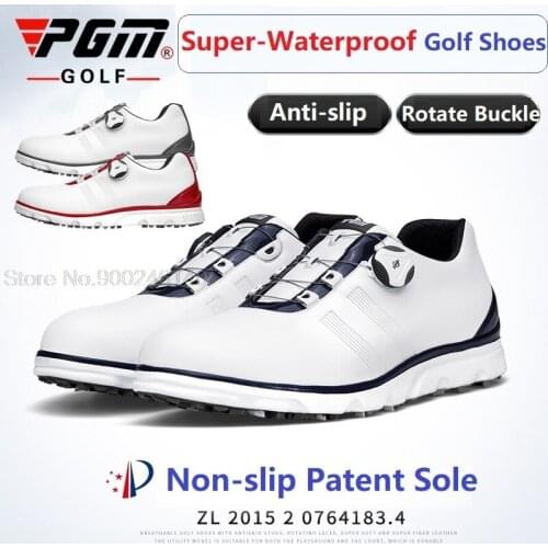 Pgm Upgrade Waterproof Non-Slip Golf Shoes Men Rotating Knobs Buckle Trainers Breathable Slip Resistant Sneakers Golf Shoes