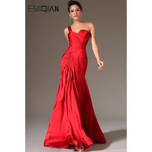 Special Occasion Dresses Mermaid,One Shoulder Red Satin Long Evening Dresses,Sexy Backless Formal Dresses Fit Pageant