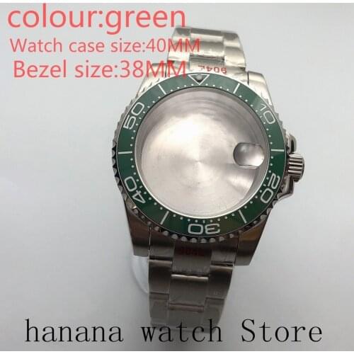 Suitable for NH35 / NH36 Mingzhu2813 Miyota stainless steel self-winding 40mm case with sapphire glass green rotating bezel