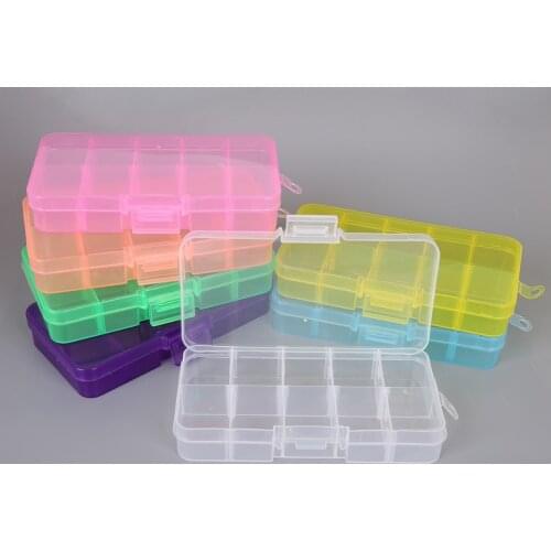 10/15/24 Slots Adjustable Plastic Storage Box Transparent Rectangle Case Organizer Boxes For Small Handmade Packing Jewelry
