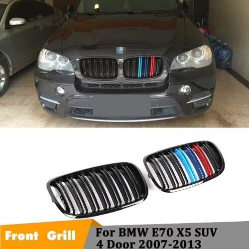 Front Bumper Kidney Double Line Grille Grill For BMW E70 X5 SUV 4 Door 2007-2013 Gloss Black/ Matte Black/ Three Color
