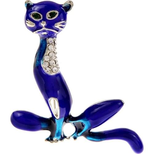 CINDY XIANG Cute Enamel Sitting Cat Brooches For Women Fashion Rhinestone Animal Coat Pin 2 Colors Available New 2021
