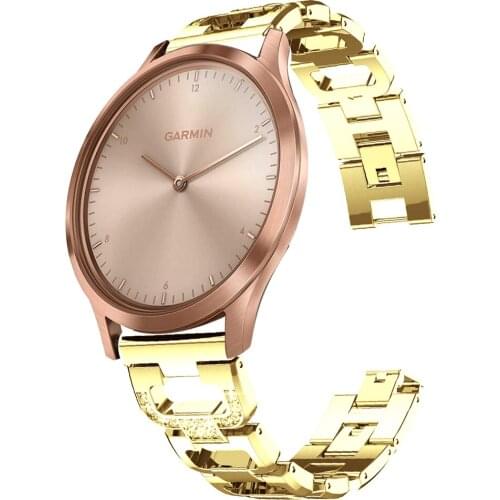 22mm 20mm Diamond Steel Strap Loop for Garmin Vivomove HR Active Watch Wrist for Garmin Watch Vivoactive 4 3 Band Matel Bracelet