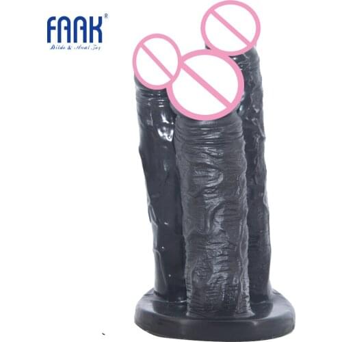 FAAK Unique Sex Products Three Dildos Together Penis Realistic Big Dick Anal Plug Vagina Stimulate Anus Massage Lesbian Flirt