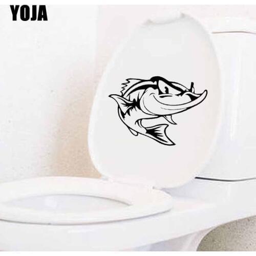 YOJA 24.8X17.9CM WC Toilet Sticker Smart Fish Wall Decal Bedroom Home Decor T5-0354