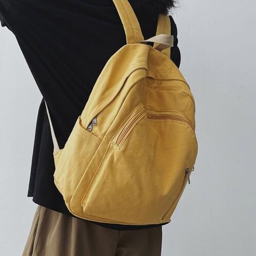 High Quality Yellow Canvas Backpack Fashion Boy Girl Universal Leisure Travel Rucksack School Bags Suitable For Young Students