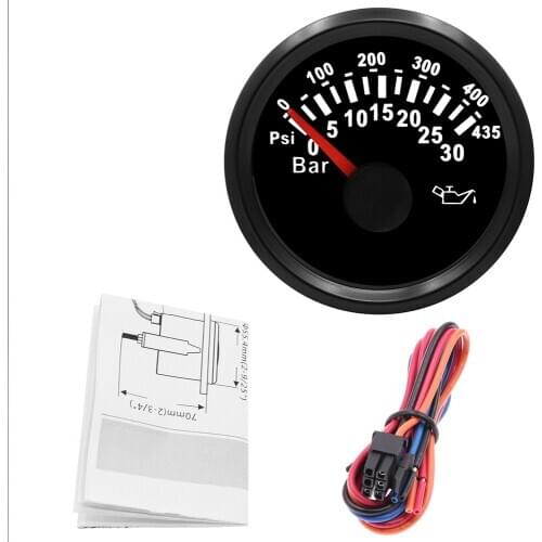 0-30 Bar 0~435psi Oil Pressure Gauge for Boat Car Mechanical Oil Pressure Gauge with Red Backlight fit 9~32V