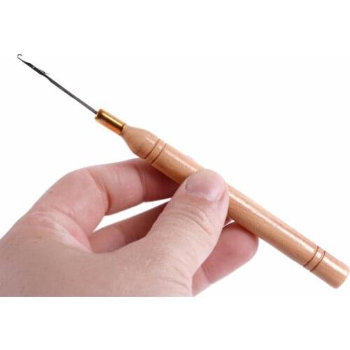 1Pcs Hair Extensions Hook Bamboo Crochet Handle Hook Needle Dread Tool Braiding Hair DIY Making Metal Tool Wood Wholesale Hot