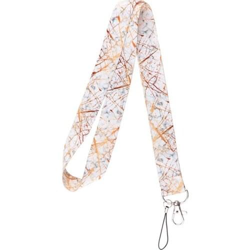 10pcs Marble Texture Neck Strap Lanyards ID badge card holder keychain Mobile Phone Strap Gift Ribbon webbing necklace