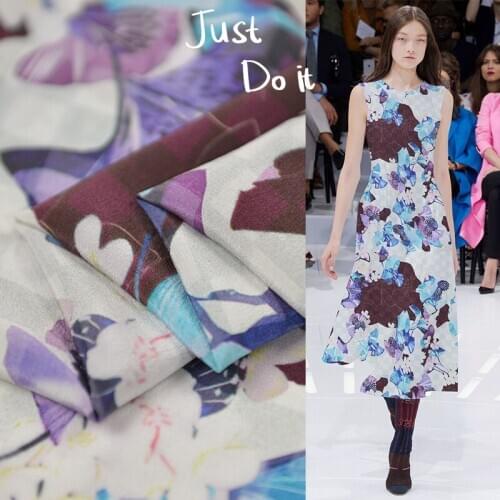 100% mulberry silk crepe de chine fabric meter 16 mm printed anti-wrinkle shirt dress fabric wholesale silk cloth