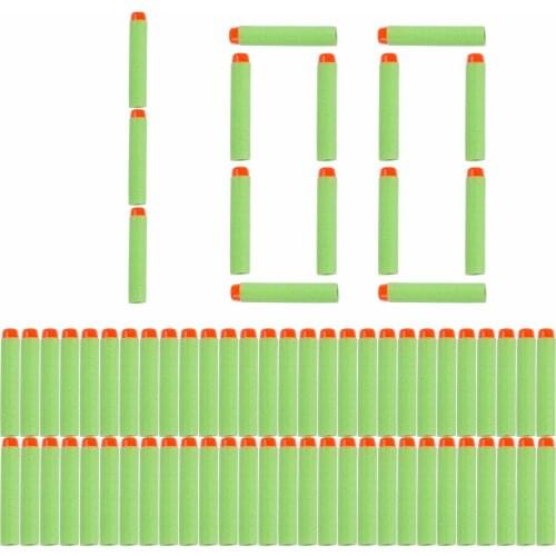 100PCS For Nerf Bullets Soft Hollow Hole Head 7.2cm Refill Darts Toy Gun Green Bullets for Nerf Series Blasters Children Gift
