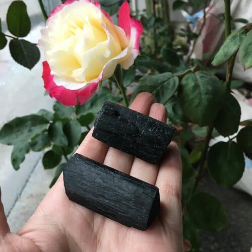2pcs Natural Black Tourmaline Crystal Rough Stone Rock Mineral Specimen natural stones 90-100g