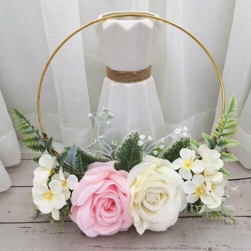 25cm Wedding Handheld Garland Bride Flower Wreath Rack Wedding Dress Accessories Bride Handheld Floral Hoop Party Decoration