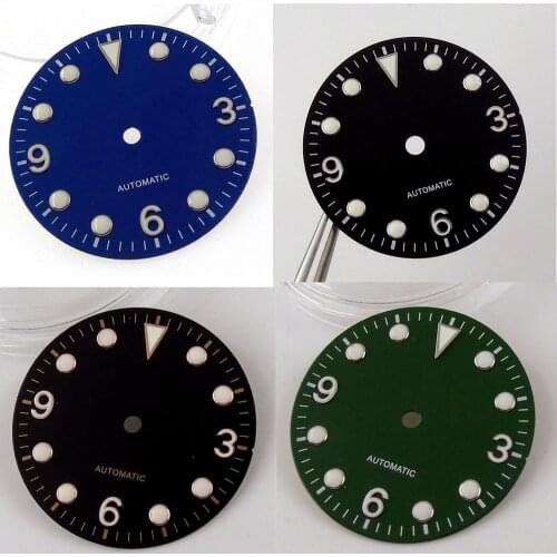 29.2mm Black/Green/Blue Watch Dial Luminous Marks Fit NH35A MH35 Automatic Movement Wristwatch Accessories