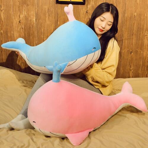 50/70/90cm Super Soft Down Cotton Whale Plush Toy Sea Animal Big Blue Dolphin Soft Toy Stuffed Animal Childrens Birthday Gift