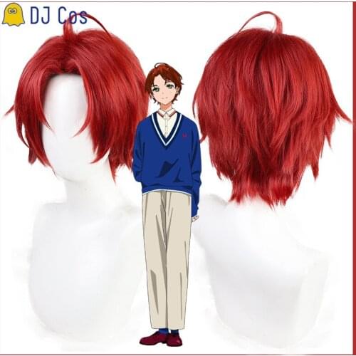 Anime Wonder Egg Priority Sawaki Momoe Cosplay Red Short Wig Synthetic Heat-resistant Fiber Hair + Wig Cap Halloween Party Men