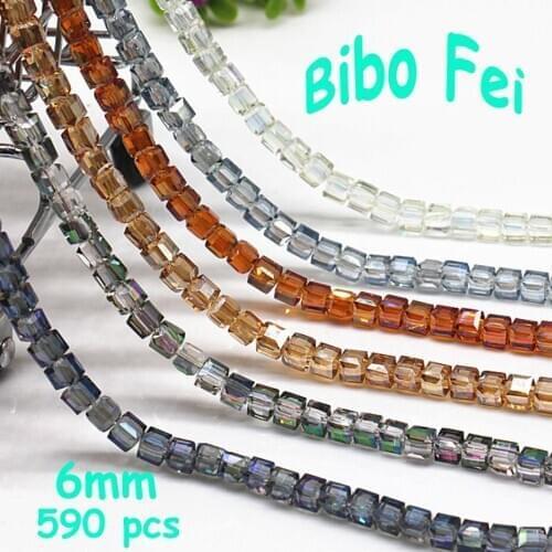 Free shipping multi color 6mm 590PCS Glass Czech crystal beads,Square crystal beads, bracelet necklace Jewelry Making