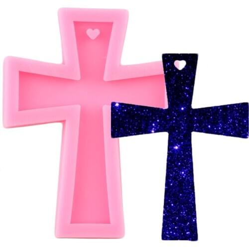 Shiny Cross Shape Silicone Molds DIY key Ring Epoxy Resin Mold Craft Custom Keychain Jewelry Pendant Making Polymer Clay Moulds