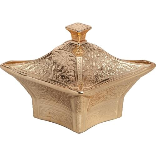 Vintage Color Engraved Big Size Brass Sugar Turkish Delight Candy Chocolate Serving Dish Pot Bowl - 2 units Silver Tea Spoon Gif