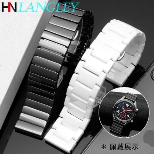 Quick Release Ceramics Watch Bands 16mm 18mm 20mm 22mm 24mm Steel Buckle Wristband for Samsung Galaxy Watch 42mm 46mm Active