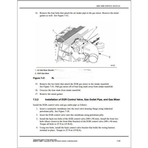Detroit Diesel MBE 4000 Training Center Support Documentation