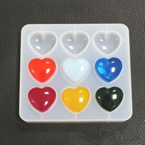 Epoxy Mold Resin DIY Crystal 9 Hole Heart Shape Silicone Mold For Resin High Mirror Pendant Handmade Jewelry Tools Making Molds