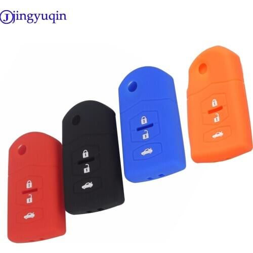 Jingyuqin 3 Buttons Remote Silicone Car Key Cover Case For Mazda 2 3 5 6 8 Atenza CX5 CX-7 CX-9 MX-5 RX Keyrings Fold Flid Key