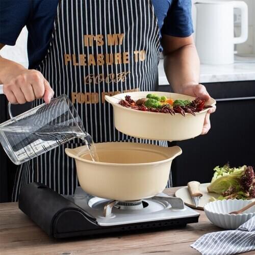 Ceramic Soup Stew Pot Double layer Cookware Steamer Casserole Hot Pot Kitchen Ceramic Cooking Pot