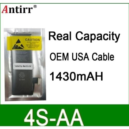 10pcs/lot Real Capacity China Protection board 1430mAh 3.7V Battery for iPhone 4S zero cycle replacement repair parts 4S-AA
