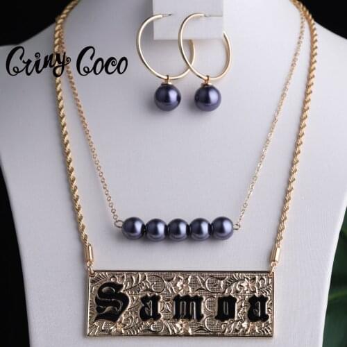 Samoa Hawaiian Sets Jewelry Pearl Drop Earrngs Polynesian Gold Multipl Nacklaces Fashion Fine Gory sets for Women Party wedding