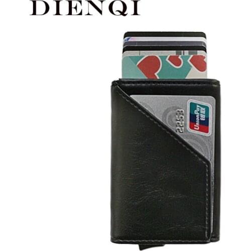 DIENQI Anti Rfid Credit Card Holder Men Minimalist Wallets Luxury Smart Business Bank Cardholder Case Magsafe Purse porte carte
