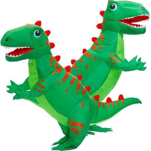 Halloween Costumes for Men Adult Green Dino Inflatable Costume Carnival Cosplay Jumpsuit Cartoon Gift Christmas Party Suit