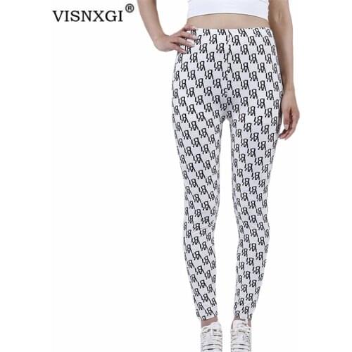 VISNXGI Sexy Women Leggings Push Up Fitness White Character Print Slim High Waist Mujer Knitted Ankle-Length 2021 Workout Pants