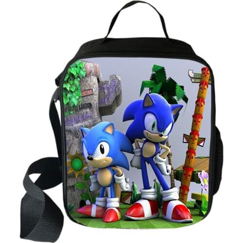 Cartoon SONIC RACING Lunch Bag Picnic Travel Food Storage Bag Children Boy Girl Bento Bag Messenger Bag