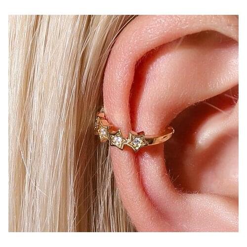 New Star Clip Earrings Sweet New Pentagram Zircon Ear Clip Earrings For Women Student Crystal Earing Jewelry No Ear Holes Needed