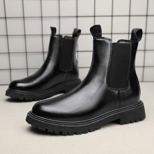 2019 spring and autumn new Martin boots mens boots mens shoes adult warm ankle boots winter shoes mens shoes bright leather