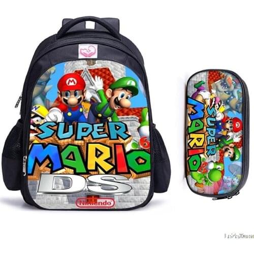 16 Inch Mario Bros Children School Bags Orthopedic Backpack Kids School Boys Girls Teenage Mochila Infantil Catoon Bags Gift