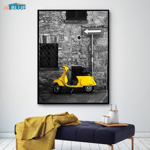 Canvas Prints Black And White Nordic Posters And Prints London City Landscape Yellow Car Wall Pictures For Living Room Cuadros