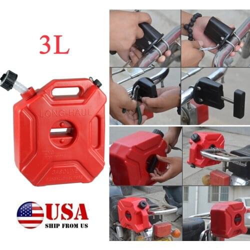 Car Motorcycle 3L Plastic Jerry Cans Diesel Gas Container Spare Fuel Tank W/Lock