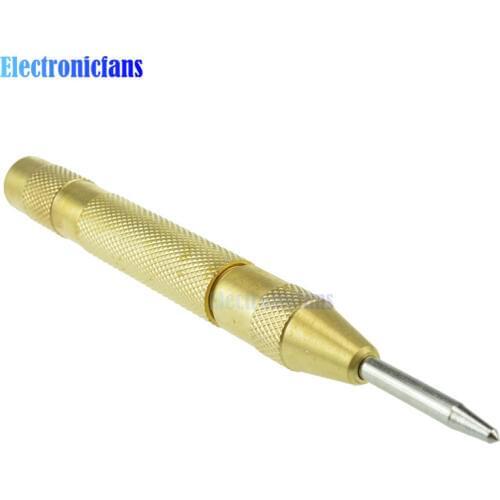 Mark Hole 5" Brass Automatic Center Punch Spring Loaded Chrome Rivet Screw