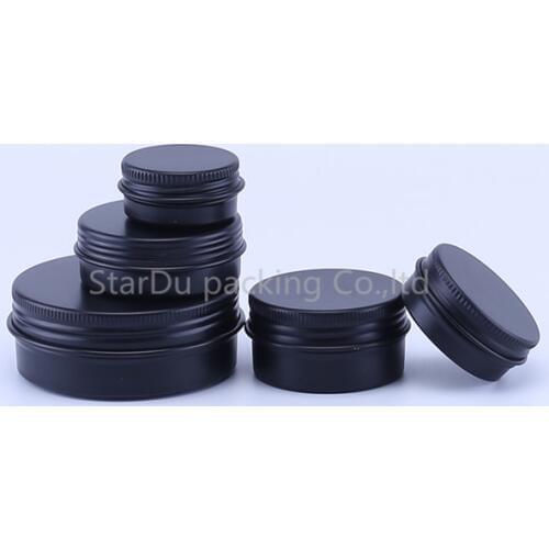 12pcs 10g 20g 30g 50g 60g 80g 100g 150g Matte Black Aluminum Jar Empty Cosmetic Metal aluminum Tin Containers