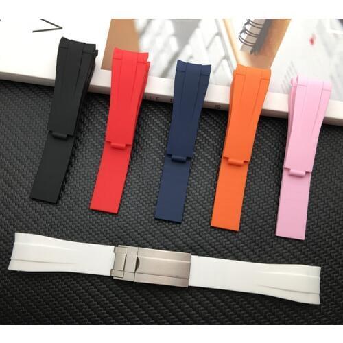 Common using 20mm Soft Curved End Nature Rubber Watchband For Role strap for Daytona Submariner GMT explorer 2 Bracelet no logo
