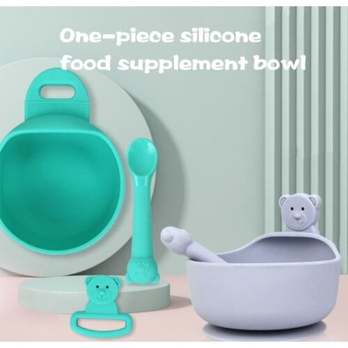 Silicone Taleware Cute Bowl Teether Spoon Baby Dishes Food Grade Silicone Dinner Set Baby Feeding Set Dish With Baby Suction Cup