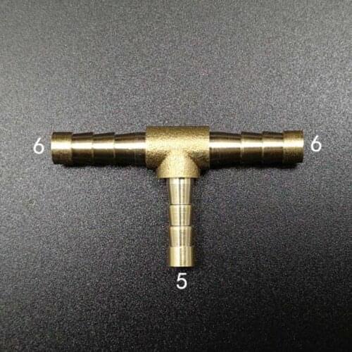 Brass Hose Barb Reducer Fitting Tee 3 Way Splitter 6-5-6mm Water Gas