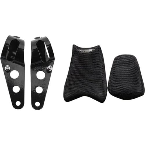 28mm-43mm Universal Motorcycle Headlight Mount Brackets with Motorcycle Seat Cushion Cover for Honda