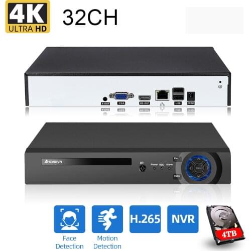 AHCVBIVN 32CH 4K CCTV Motion Detection H.264/H.265 NVR DVR Network Video Recorder Onvif 8MP 5MP for IP Camera 2 SATA XMEYE P2P