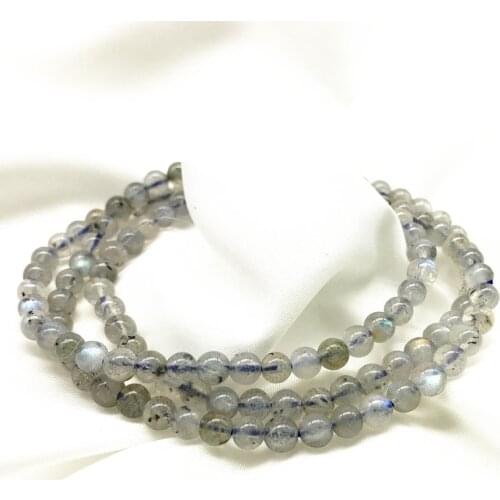 Woman Wrap Bracelet 55CM Gray Moon Stone 4 MM Nature Labradonite Bead Necklace Not Glass Really Stone Gary Moonstone